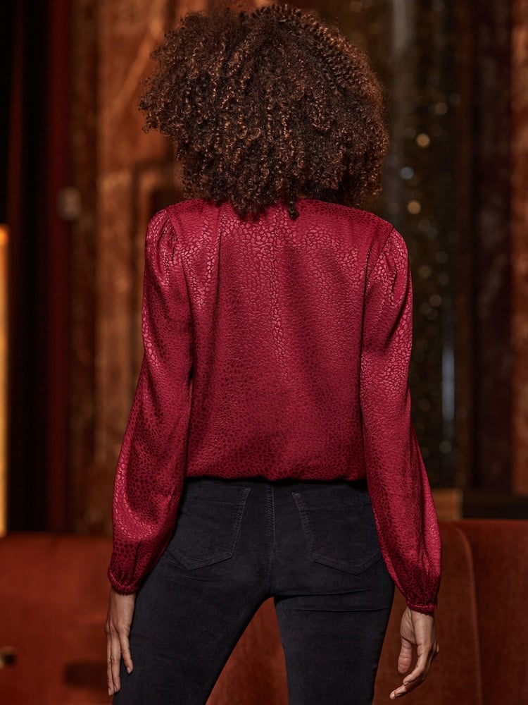 Sosandar Red Satin Wrap Top - Image 5 of 5