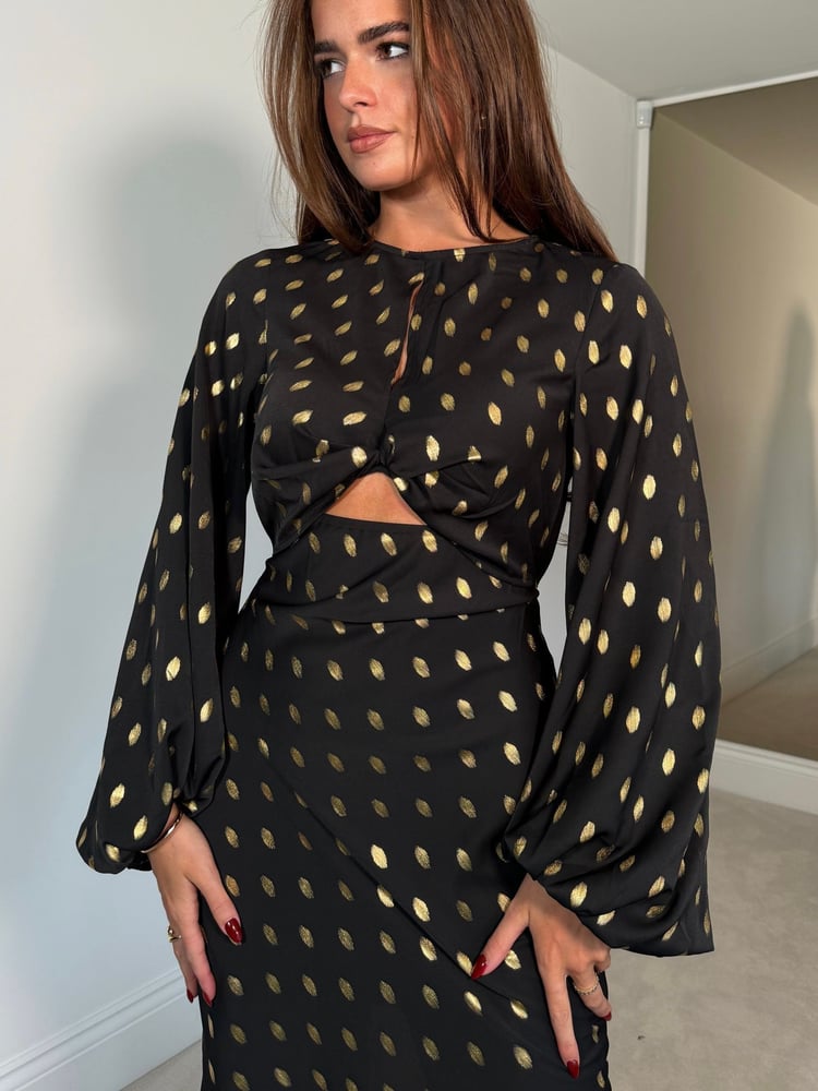 Girl In Mind Black Clara Cutout Mini Foil Dress - Image 4 of 4