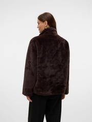 VERO MODA Brown Faux Fur High Neck Toggle Jacket - Image 4 of 6