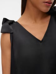 VERO MODA Black Bow Detail V-Neck Satin Blouse - Image 4 of 5