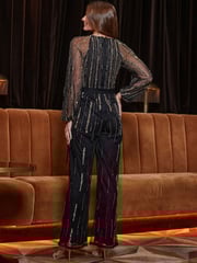 Sosandar Black Luxe Embellishment Jumpsuit - Image 3 of 5