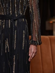 Sosandar Black Luxe Embellishment Jumpsuit - Image 5 of 5