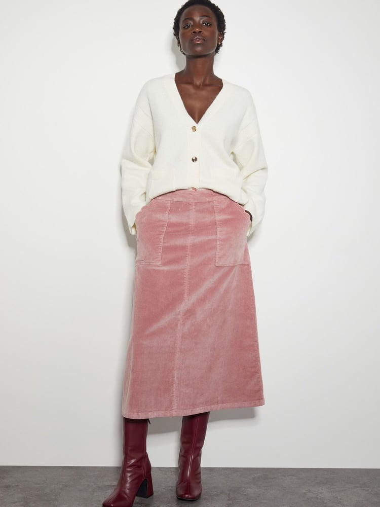 Monsoon Pink Malika Cord Midi Skirt - Image 1 of 5 Monsoon Pink Malika Cord Midi Skirt - Image 1 of 5