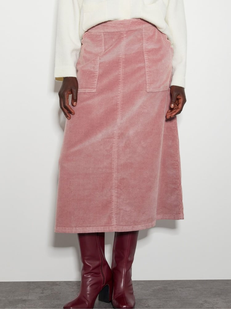Monsoon Pink Malika Cord Midi Skirt - Image 2 of 5