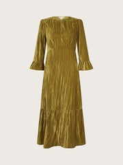 Monsoon Green Mabel V-Front Crushed Velvet Midi Dress - Image 5 of 5
