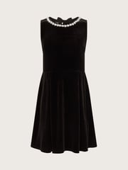 Monsoon Black Laureli Bow Velour Sleeveless Dress - Image 2 of 4