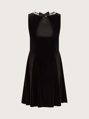 Monsoon Black Laureli Bow Velour Sleeveless Dress - Image 3 of 4