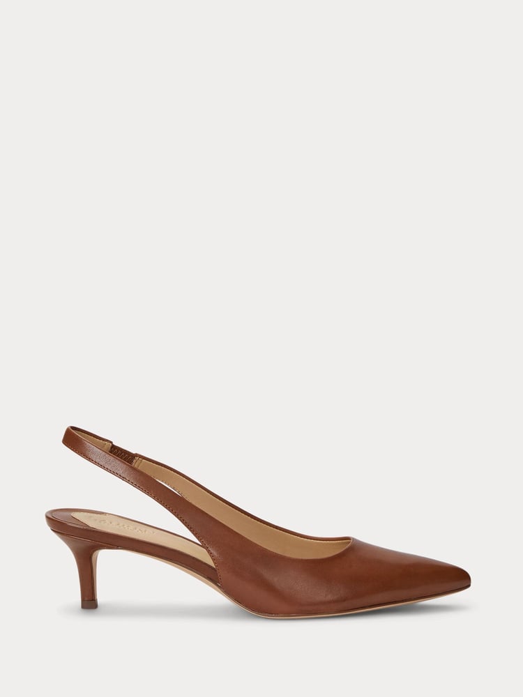 Lauren Ralph Lauren Lolah Burnished Leather Slingback Pumps - Image 1 of 5
