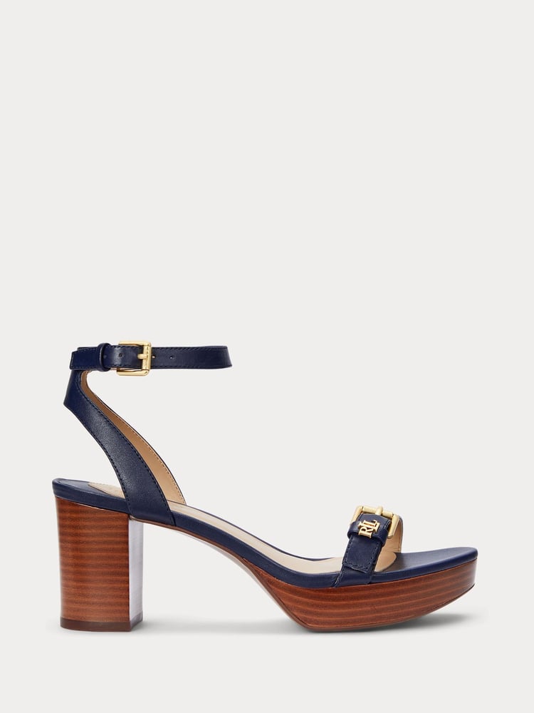 Lauren Ralph Lauren Blue Melissah Platform Leather Sandals - Image 2 of 4