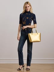 Lauren Ralph Lauren Karly Crosshatch Leather Tote Bag - Image 6 of 6
