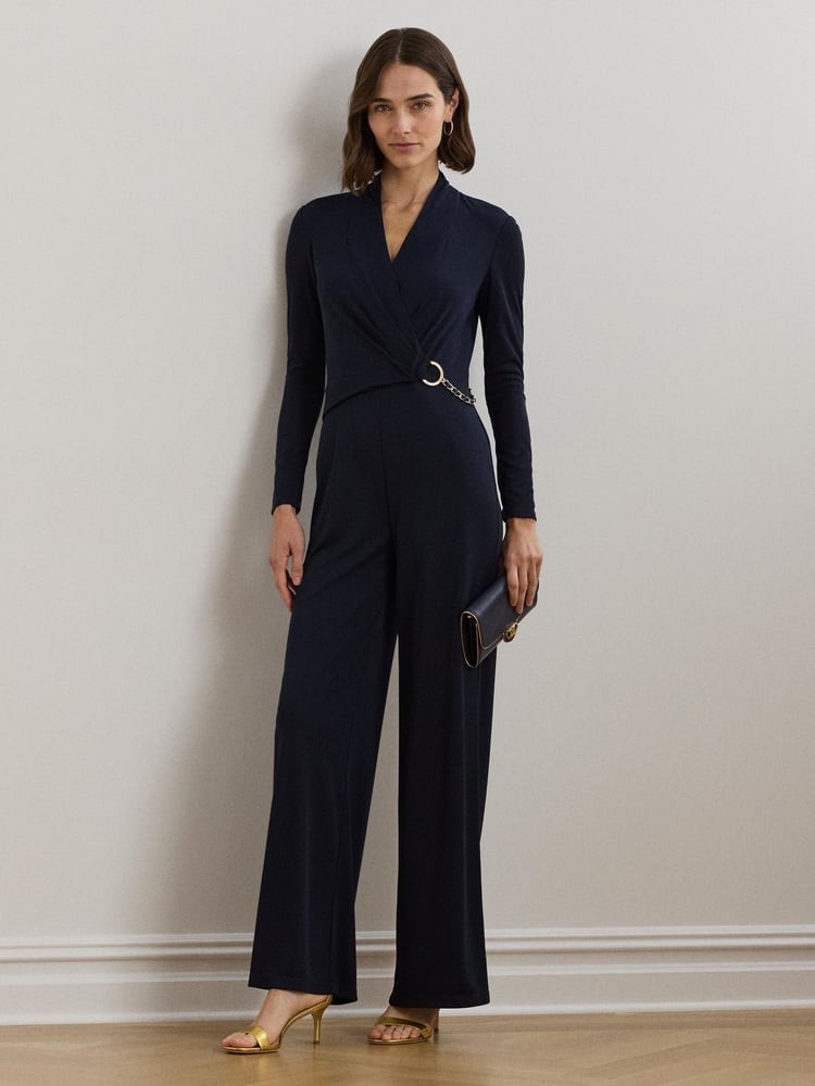 Lauren Ralph Lauren Isanah V-Neck Wide Leg Jumpsuit - Image 1 of 7