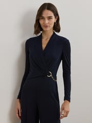 Lauren Ralph Lauren Isanah V-Neck Wide Leg Jumpsuit - Image 4 of 7