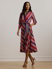 Lauren Ralph Lauren Striped Charmeuse Midi Dress - Image 1 of 8