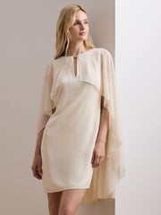 Lauren Ralph Lauren Renelle Cape Long Sleeve Mini Dress - Image 1 of 8