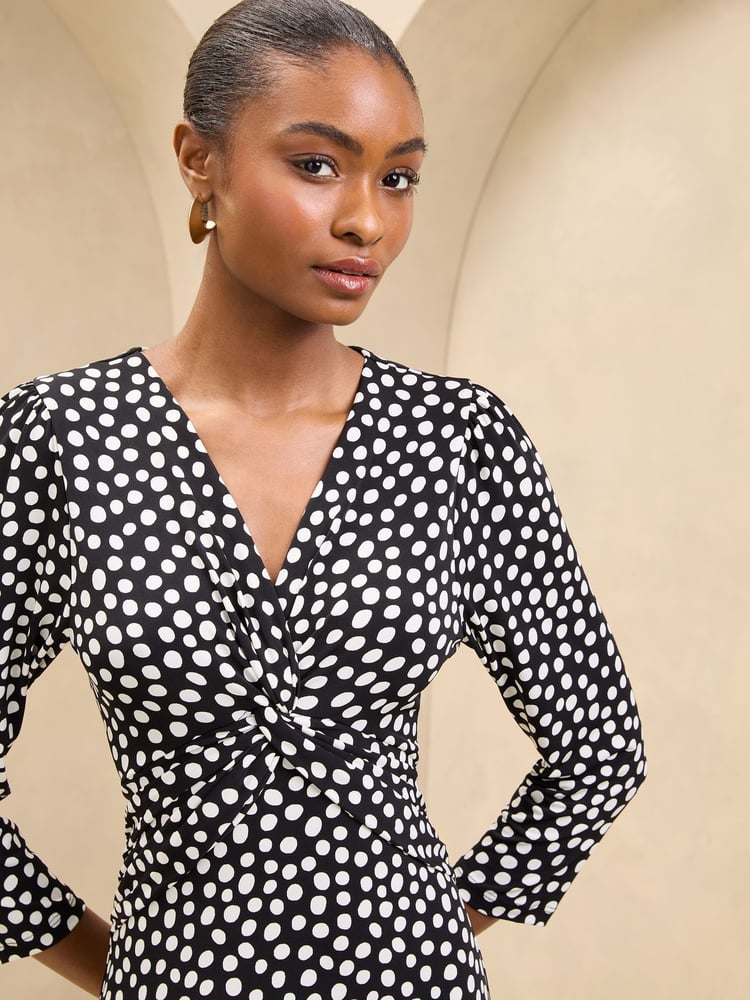 Lipsy Black/White Petite V-Neck Twist Underbust Jersey Midi Dress - Image 2 of 4 Lipsy Black/White Petite V-Neck Twist Underbust Jersey Midi Dress - Image 2 of 4