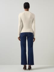 LK Bennett Cream West Coconut Milk Cable Stitch Sweater - Image 3 of 5