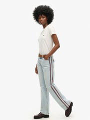 Superdry Blue Mid Rise Wide Leg 100% Cotton Double Tape Jeans - Image 5 of 7