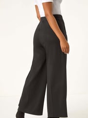 Roman Black Petite Wide Leg Ponte Stretch Trousers - Image 3 of 5