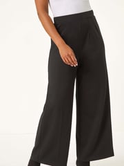 Roman Black Petite Wide Leg Ponte Stretch Trousers - Image 4 of 5