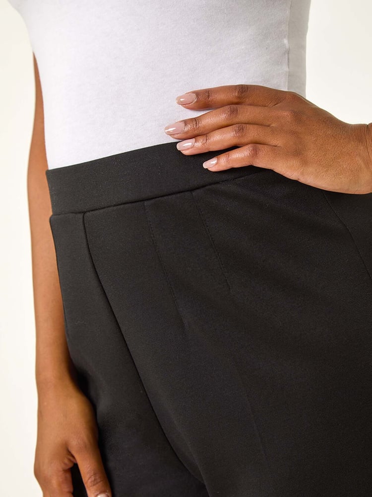 Roman Black Petite Wide Leg Ponte Stretch Trousers - Image 5 of 5