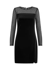 Yumi Black Velvet Dress With Sheer Long Sleeves - Image 5 of 5