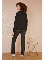 Yumi Black Chevron Knitted Relaxed Jumper With Sequins - Image 3 of 5