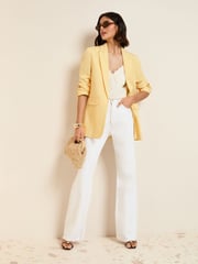 Friends Like These Buttermilk Yellow Edge to Edge Tailored Sleeve Detail Blazer - Image 2 of 4