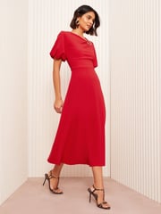 Friends Like These Red Short Sleeve Buckle Detail Tailored Dress - Image 3 of 4