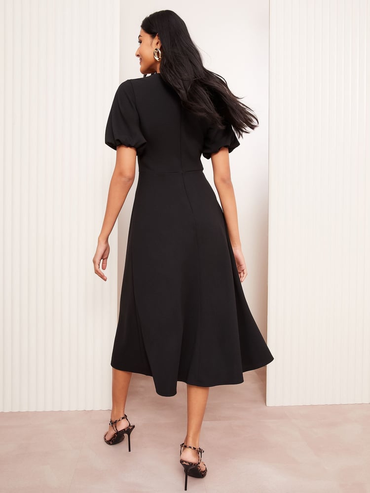 Friends Like These Black Short Sleeve Buckle Detail Tailored Dress - Image 4 of 4