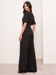 Friends Like These Black Tailored Abstract Buckle Puff Sleeve Jumpsuit - Image 4 of 4