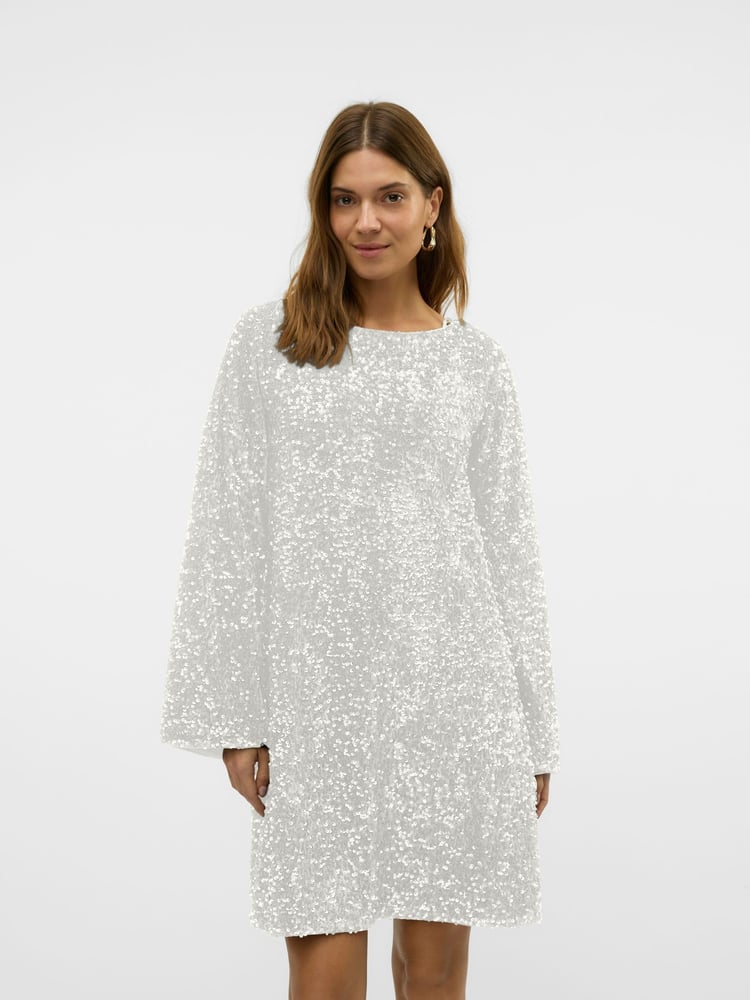 VERO MODA White Bow Back Velvet Sequin Mini Dress - Image 2 of 6
