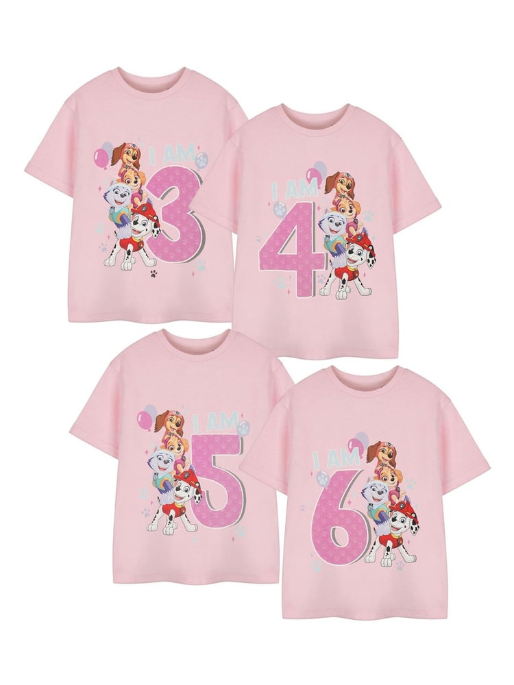 Vanilla Underground Pink Girls Paw Patrol Birthday Age 100% Cotton T-Shirt - Image 1 of 6
