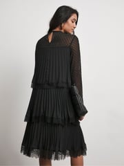 Joanna Hope Tiered Shift Black Dress With Lace Trim - Image 2 of 4