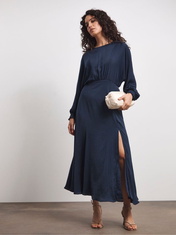 Joanna Hope Blue Satin Dress - Image 1 of 4