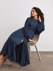 Joanna Hope Blue Satin Dress - Image 2 of 4
