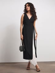 Joanna Hope Black Dress With Pleated Panel - Image 1 of 4