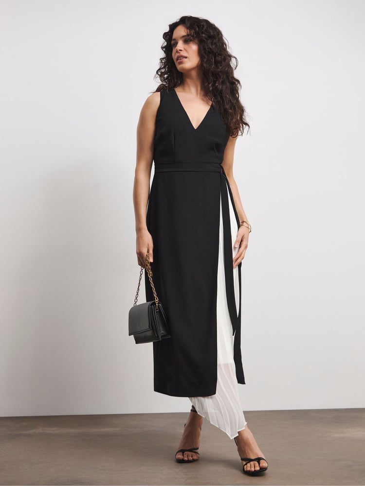 Joanna Hope Black Dress With Pleated Panel - Image 1 of 4