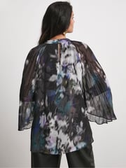 Joanna Hope Keyhole Pleated Black Blouse - Image 2 of 4