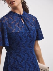 Joanna Hope Lace Angel Sleeve Midi Dress With Keyhole Detail - Image 2 of 5