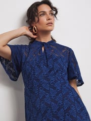 Joanna Hope Lace Angel Sleeve Midi Dress With Keyhole Detail - Image 4 of 5
