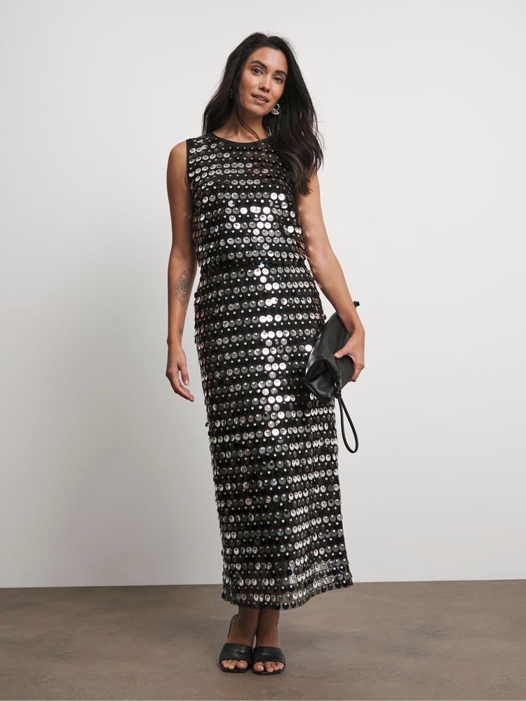Joanna Hope Sequin Shell Black Top - Image 4 of 4