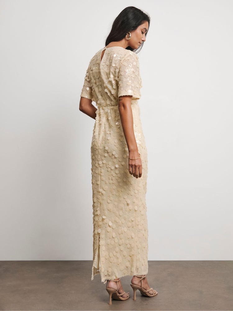Joanna Hope Cream Sequin Column Dress - Image 2 of 4
