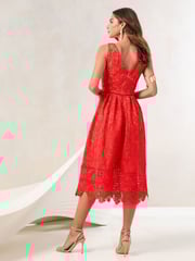 Lipsy Red Premium Lace V-Neck Prom Midi Dress - Image 4 of 4