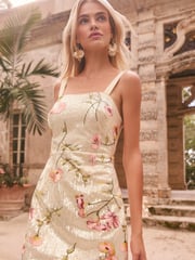 Lipsy Cream Premium Sequin Embroidered Cami Maxi Dress - Image 2 of 4