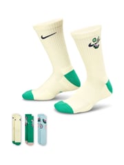 Nike Green Everyday Plus Kids Crew Socks 3 Pack - Image 1 of 4