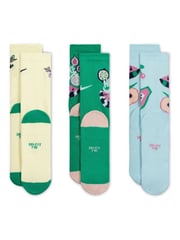 Nike Green Everyday Plus Kids Crew Socks 3 Pack - Image 3 of 4