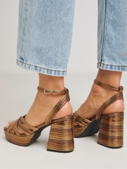 Simply Be Brown Multi Strap Platform Sandals In Extra Wide Fit - Image 3 of 4