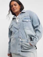 Simply Be Blue Light Wash 100% Cotton Embellished Wide Leg Jeans - Image 4 of 4
