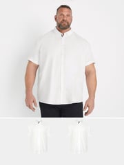 BadRhino Big & Tall White Short Sleeve Poplin 100% Cotton Shirts 2 Pack - Image 4 of 7