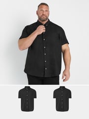 BadRhino Big & Tall Black Short Sleeve Poplin 100% Cotton Shirts 2 Pack - Image 4 of 7